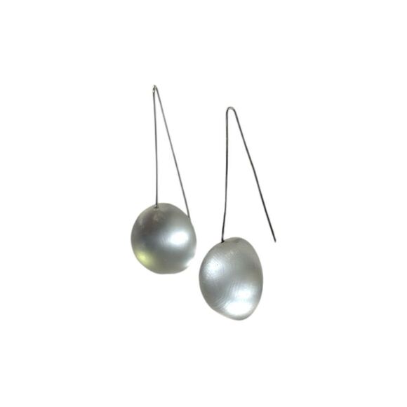 ALEXIS BITTAR Hand Carved White Lucite Circle Drop Earrings - Picture 5 of 6